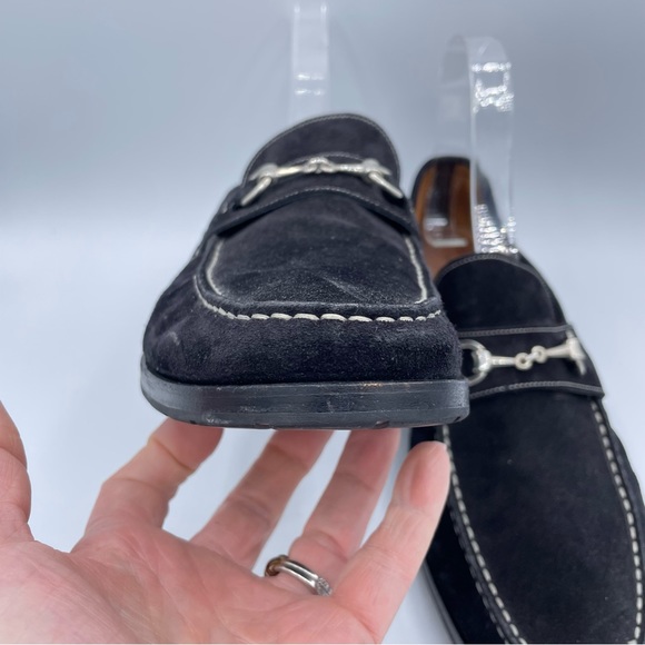 Santoni Hamlin Silver-Tone Bit Suede Loafers - Picture 9 of 16